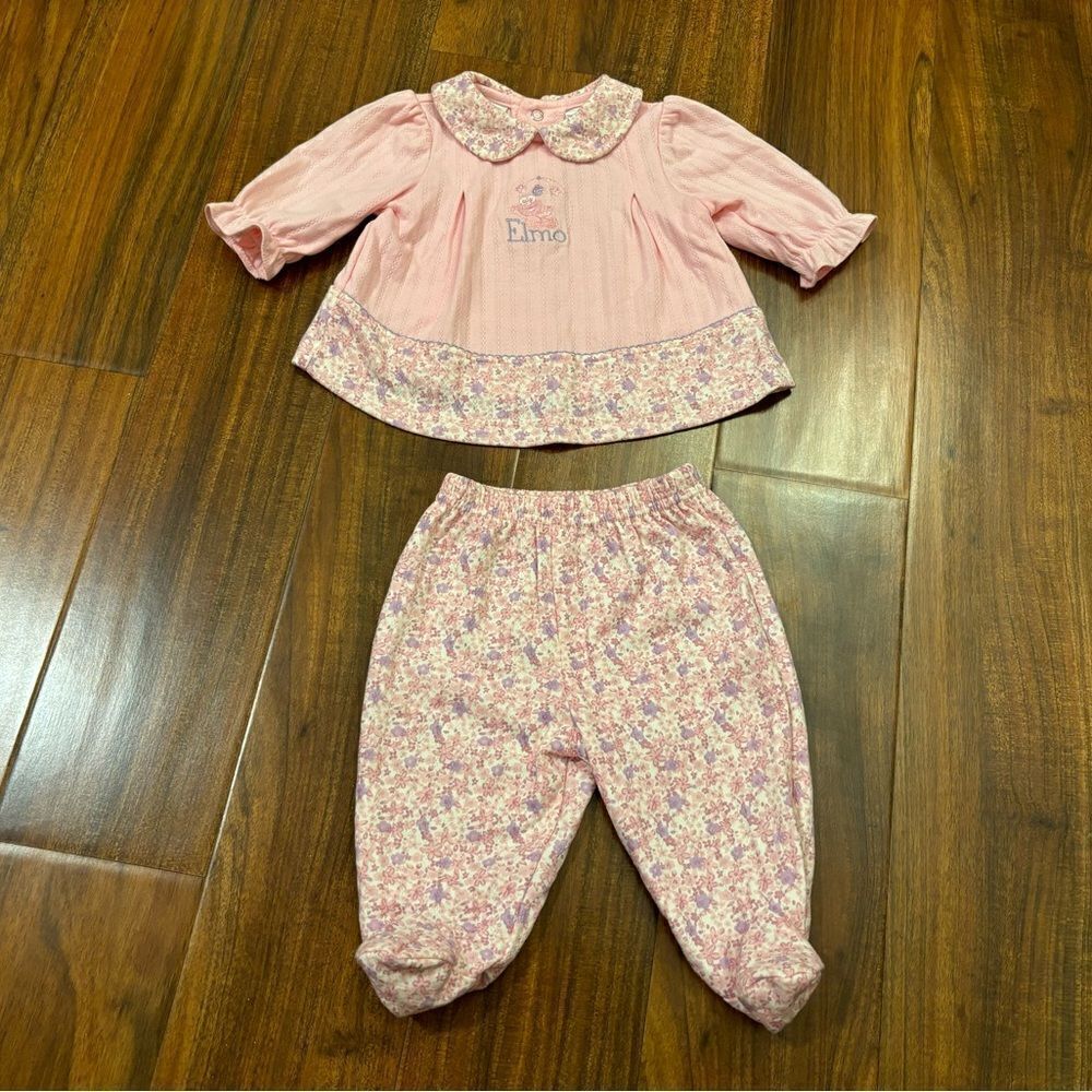 Sesame Street Elmo Pink Floral Vintage 2 piece set